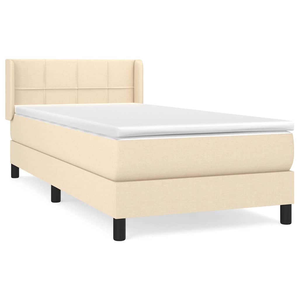Sommier à lattes de lit avec matelas Crème 80x200 cm Tissu