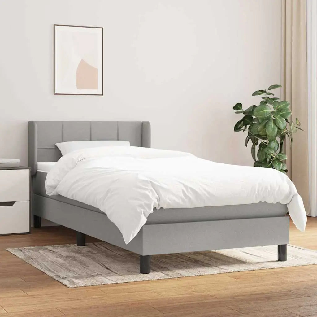 Sommier à lattes de lit avec matelas Gris clair 90x200 cm Tissu - XIOS