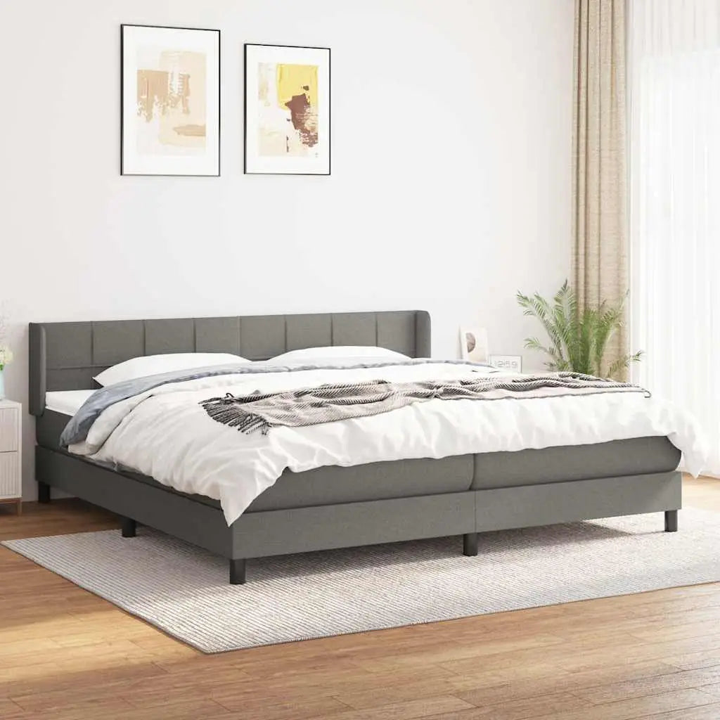 Sommier à lattes de lit avec matelas Gris foncé 200x200cm Tissu - XIOS