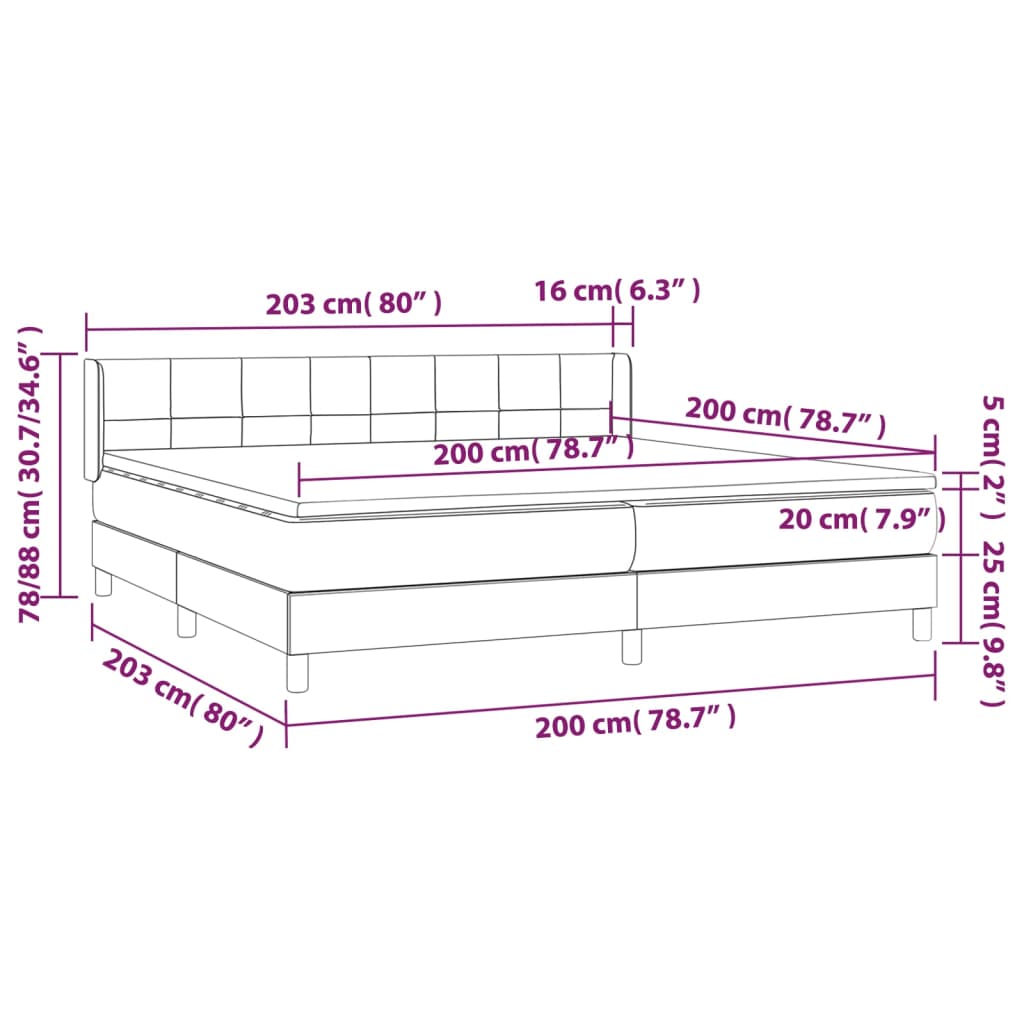 Sommier à lattes de lit avec matelas Taupe 200x200 cm Tissu