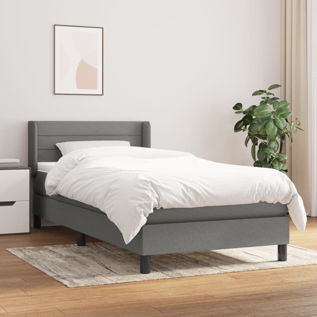 Sommier à lattes de lit avec matelas Gris foncé 90x200 cm Tissu - XIOS