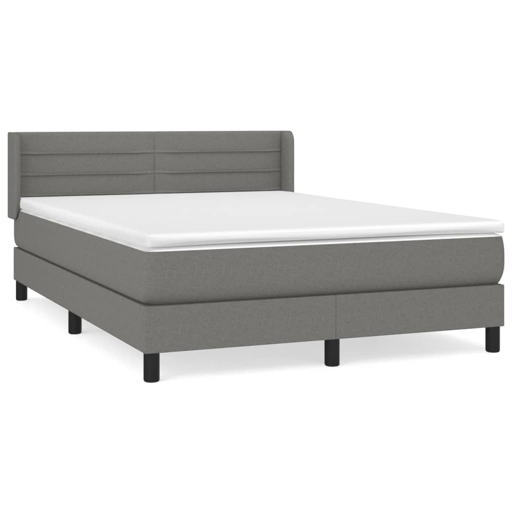 Sommier à lattes de lit avec matelas Gris foncé 140x190cm Tissu - XIOS