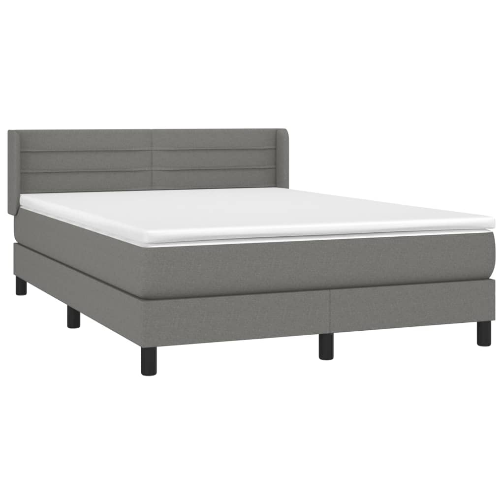 Sommier à lattes de lit avec matelas Gris foncé 140x200cm Tissu - XIOS