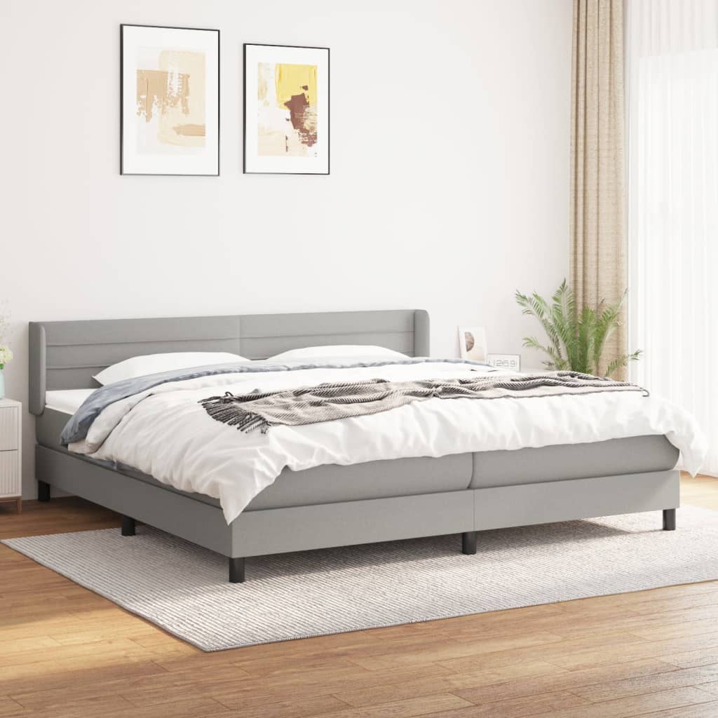 Sommier à lattes de lit avec matelas Gris clair 200x200cm Tissu - XIOS