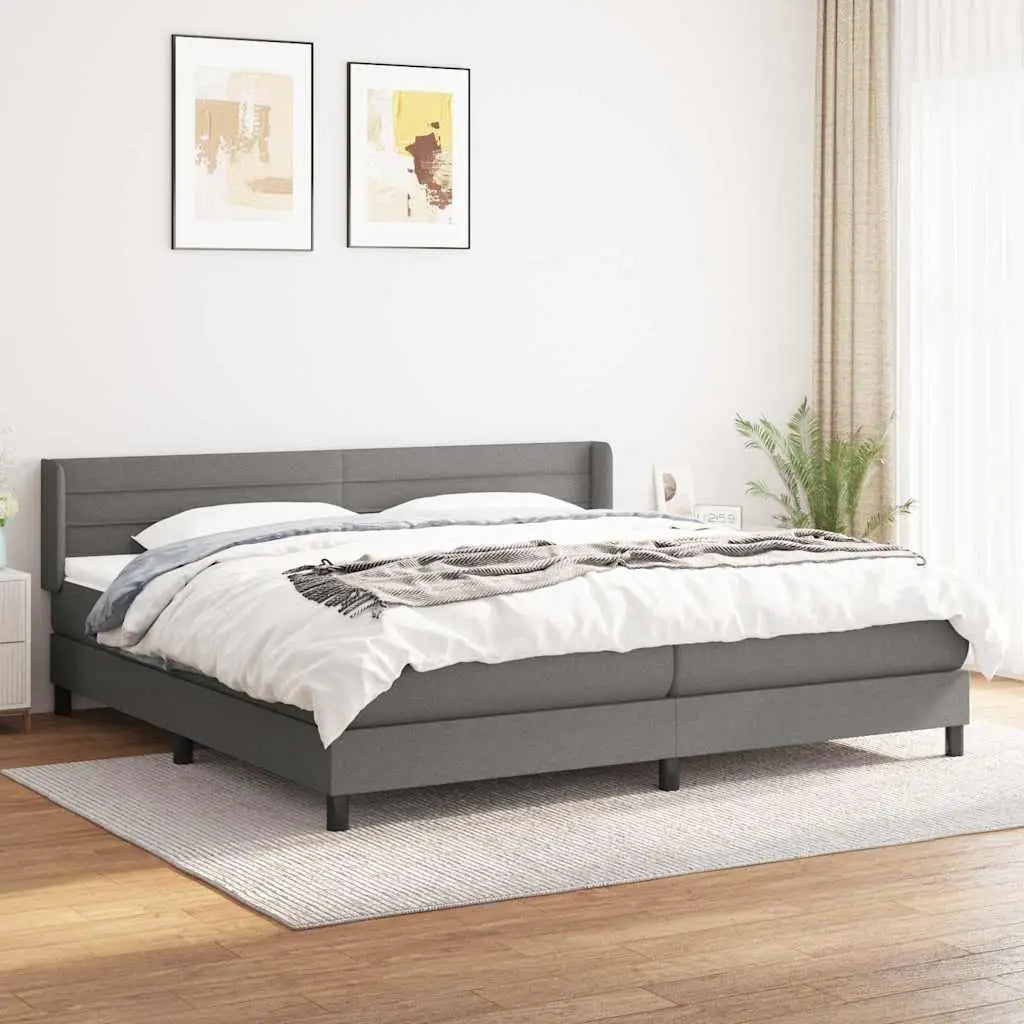 Sommier à lattes de lit avec matelas Gris foncé 200x200cm Tissu - XIOS