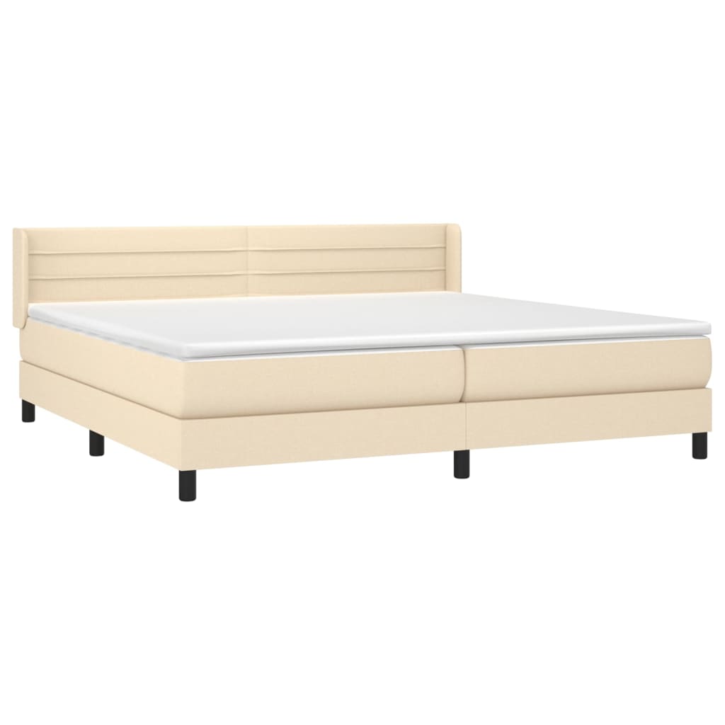 Sommier à lattes de lit avec matelas Crème 200x200 cm Tissu - XIOS