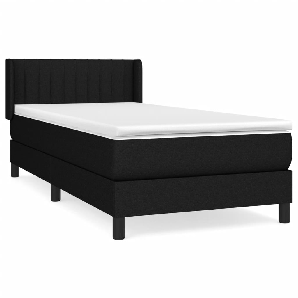 Sommier à lattes de lit avec matelas Noir 100x200 cm Tissu - XIOS