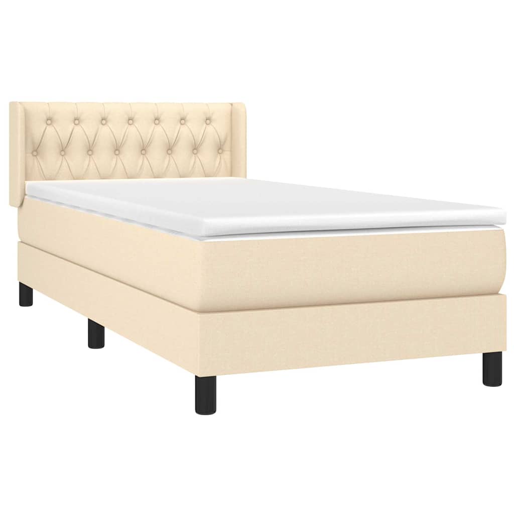 Sommier à lattes de lit avec matelas Crème 100x200 cm Tissu