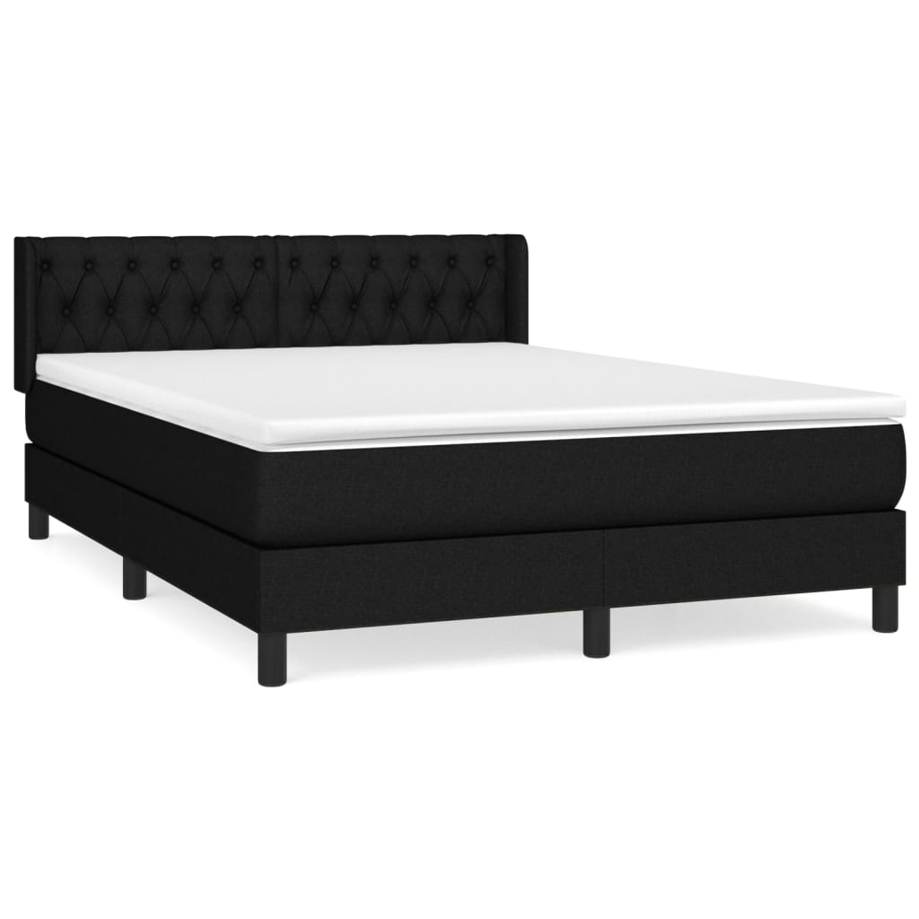 Sommier à lattes de lit avec matelas Noir 140x190 cm Tissu - XIOS