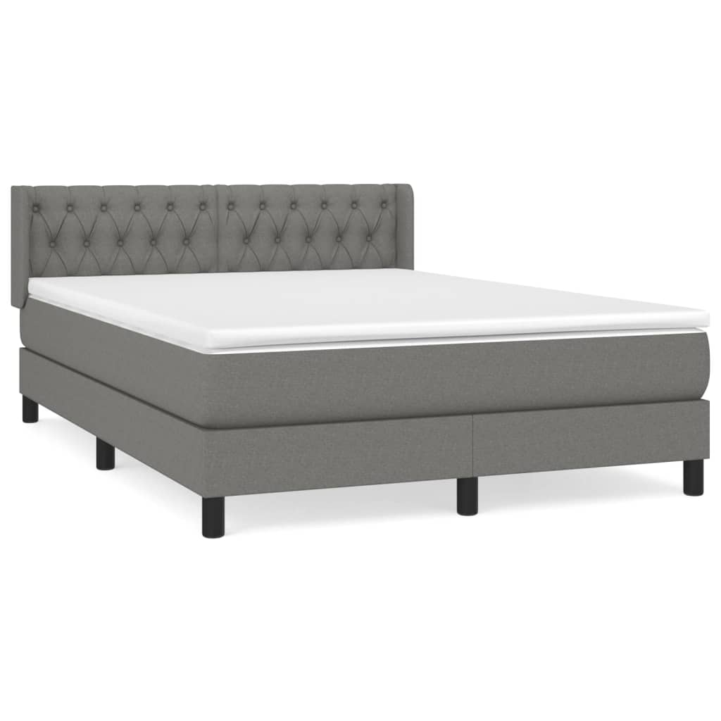 Sommier à lattes de lit avec matelas Gris foncé 140x200cm Tissu - XIOS