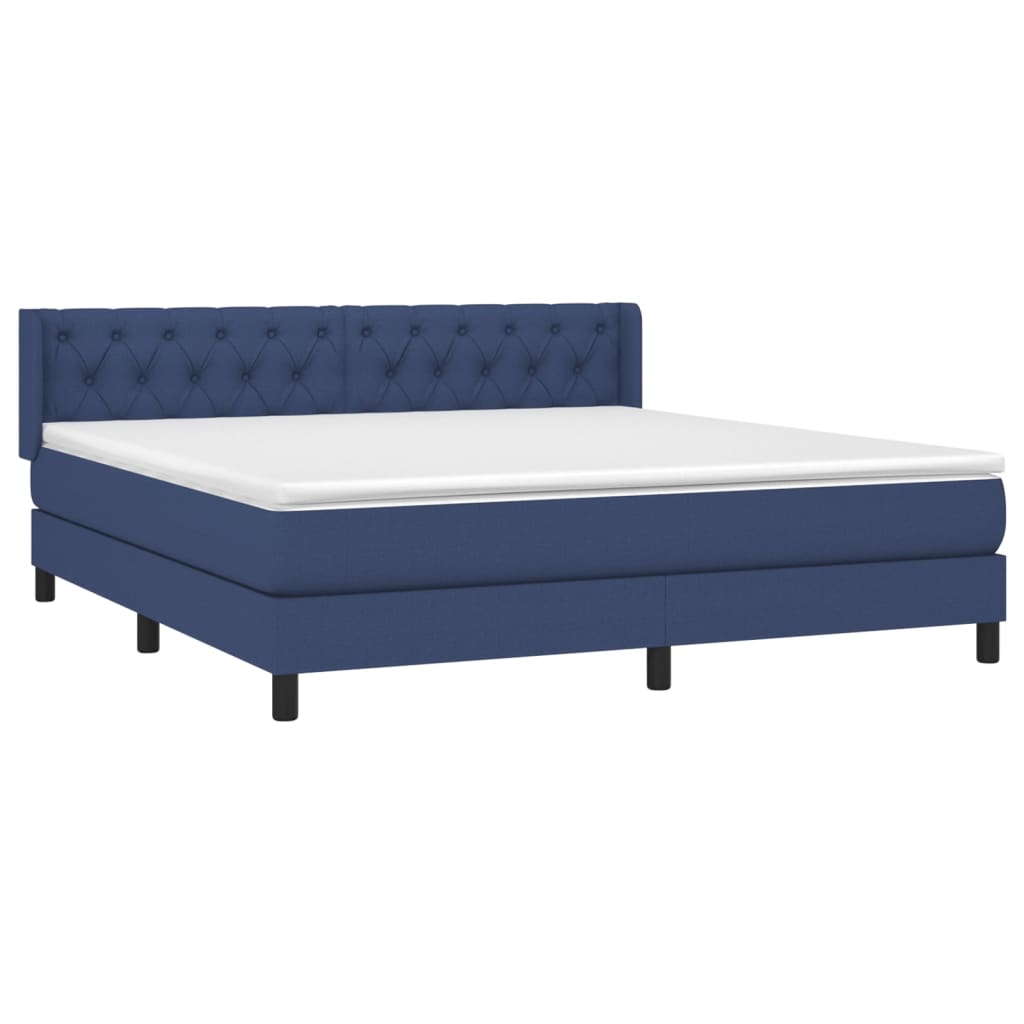 Sommier à lattes de lit avec matelas Bleu 160x200 cm Tissu - XIOS