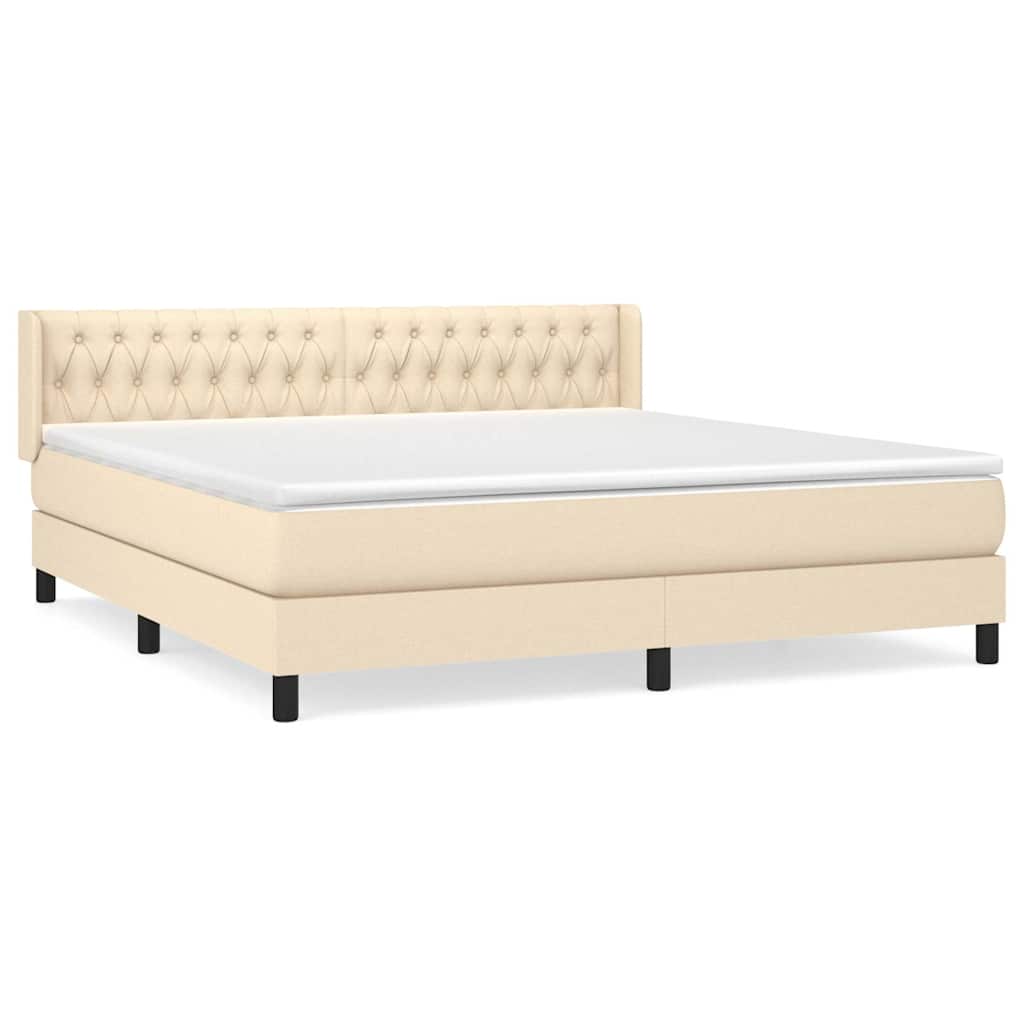 Sommier à lattes de lit avec matelas Crème 180x200 cm Tissu