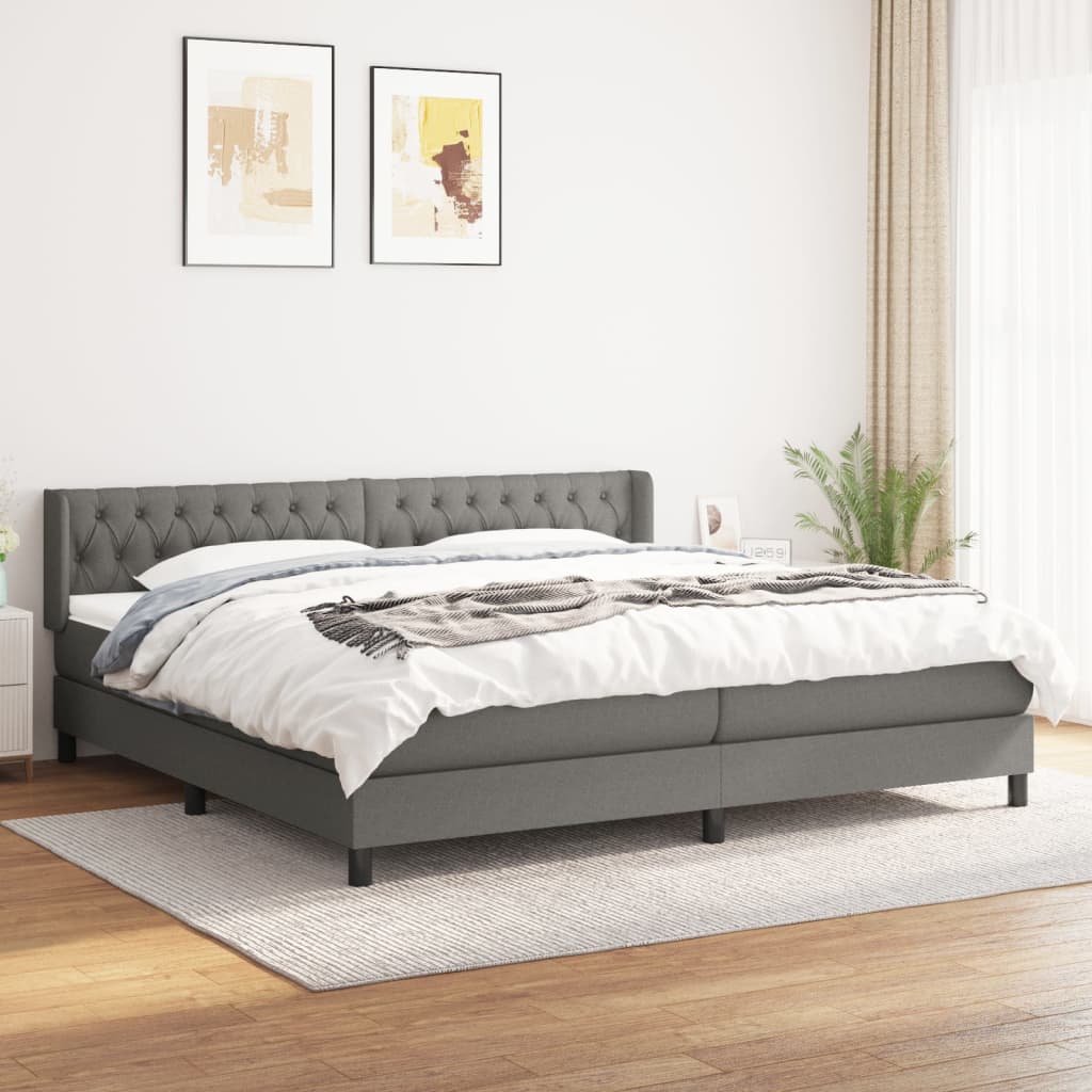Sommier à lattes de lit avec matelas Gris foncé 200x200cm Tissu - XIOS