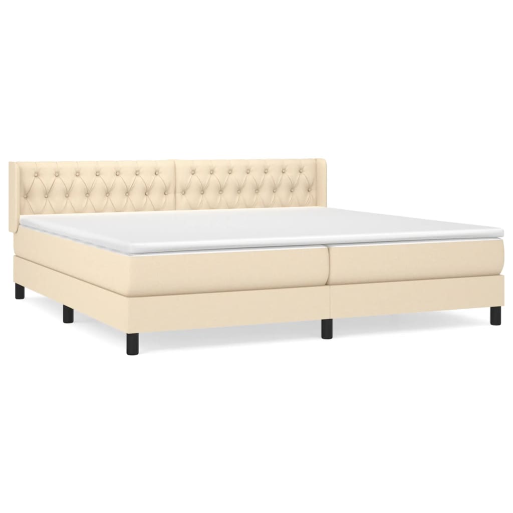 Sommier à lattes de lit avec matelas Crème 200x200 cm Tissu - XIOS