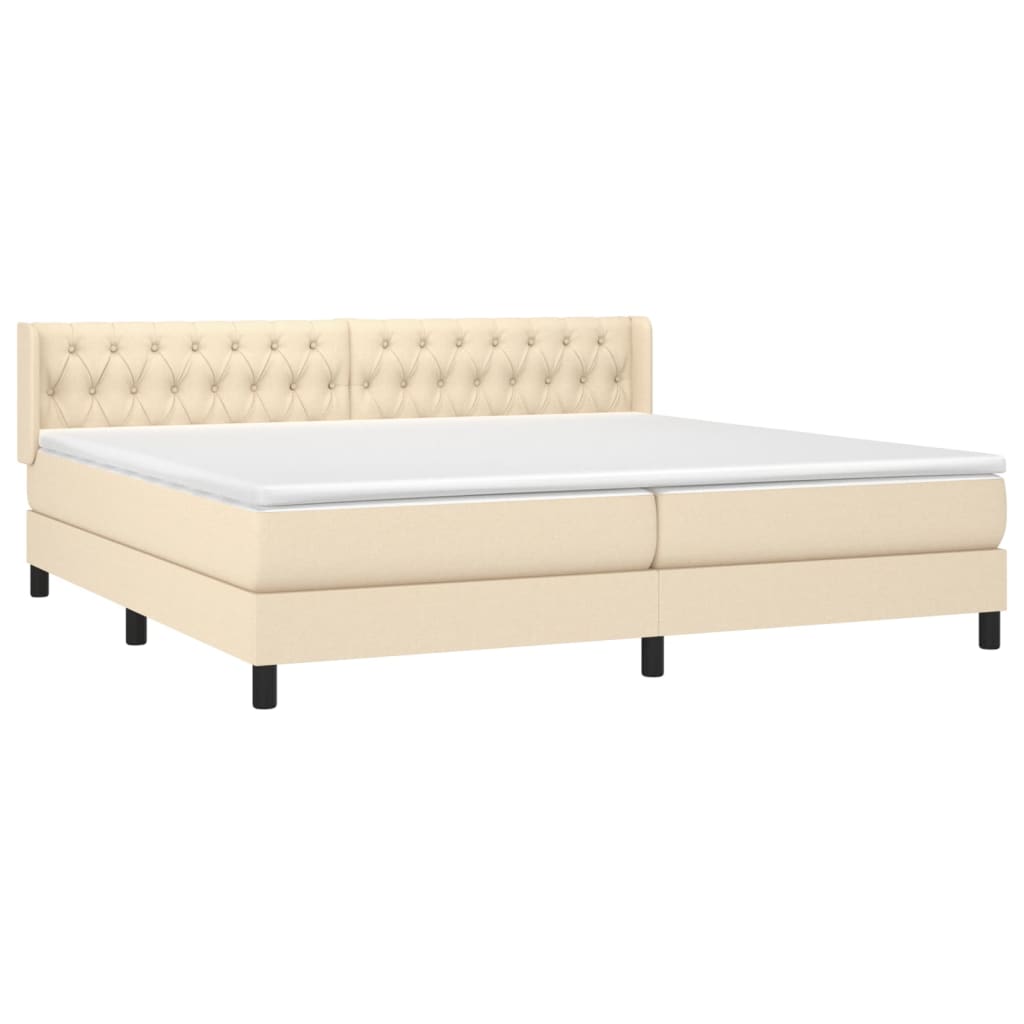 Sommier à lattes de lit avec matelas Crème 200x200 cm Tissu - XIOS