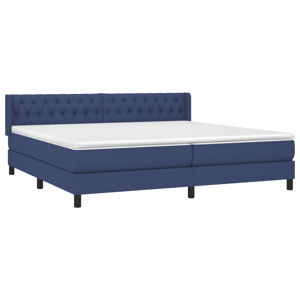 Sommier à lattes de lit avec matelas Bleu 200x200 cm Tissu - XIOS