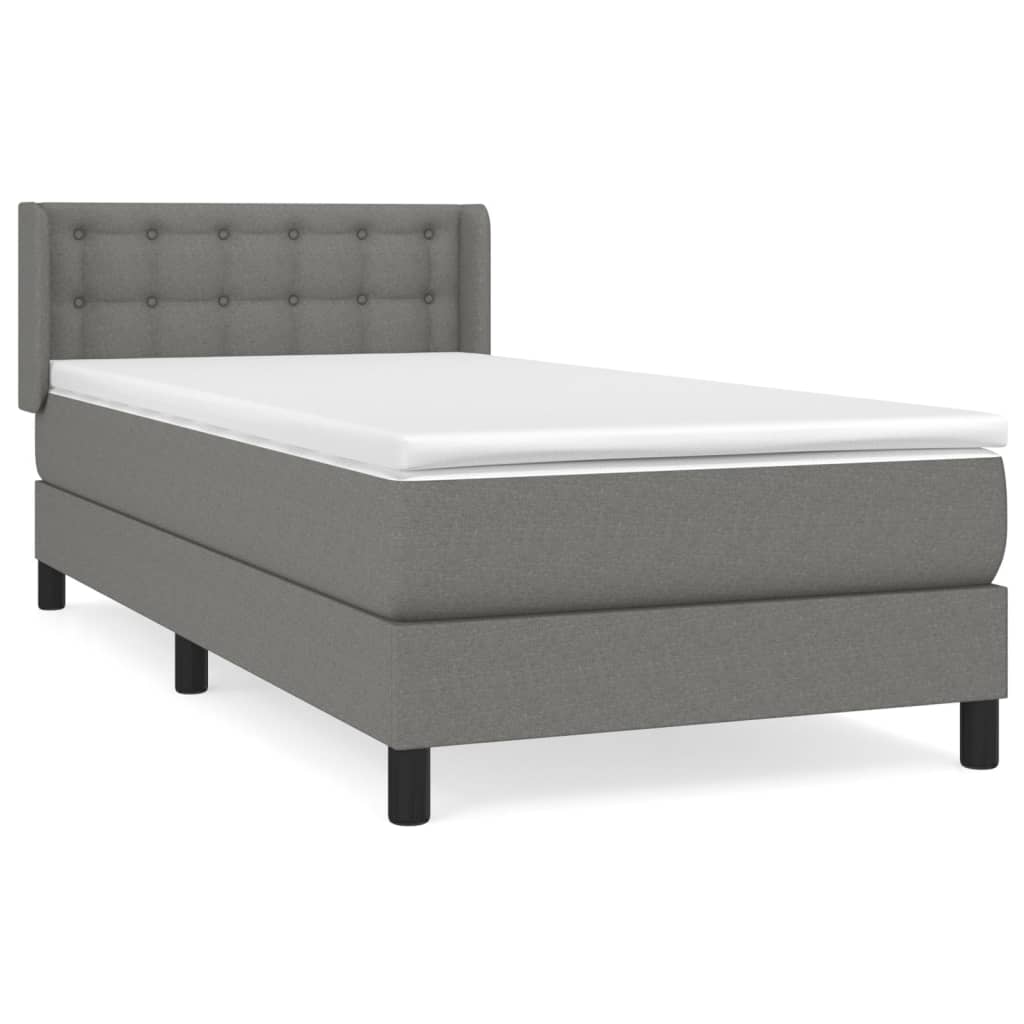 Sommier à lattes de lit et matelas Gris foncé 90x190 cm Tissu - XIOS