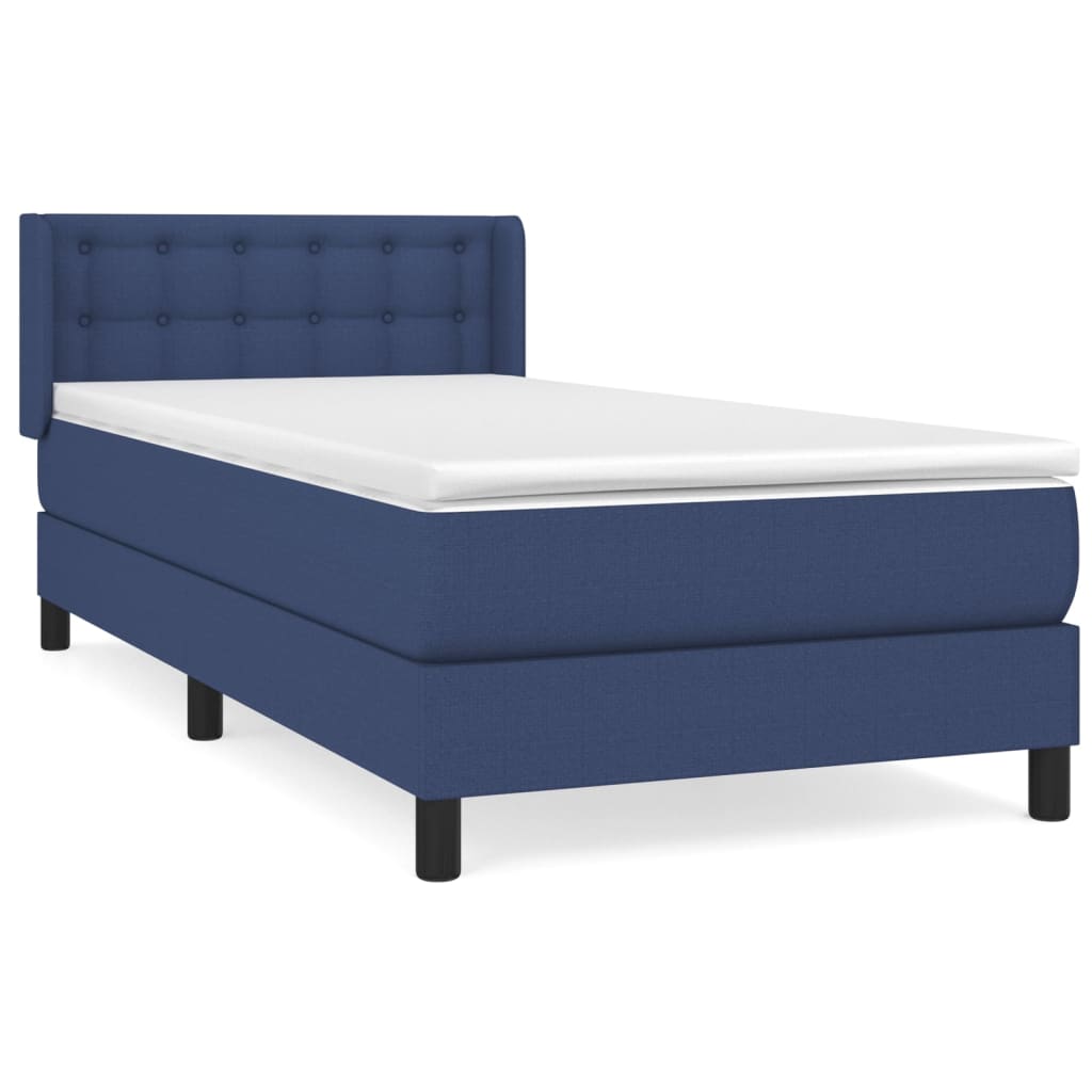 Sommier à lattes de lit avec matelas Bleu 100x200 cm Tissu - XIOS