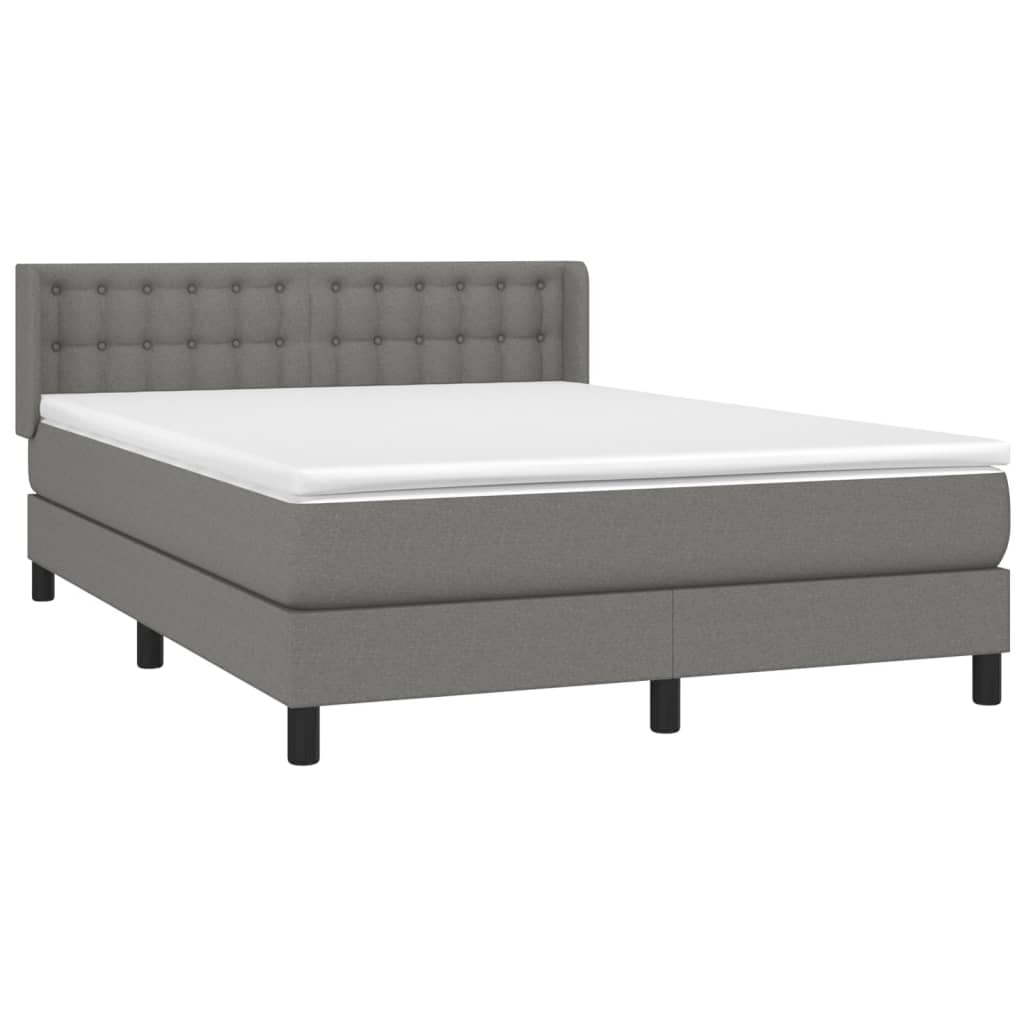 Sommier à lattes de lit avec matelas Gris foncé 140x190cm Tissu - XIOS