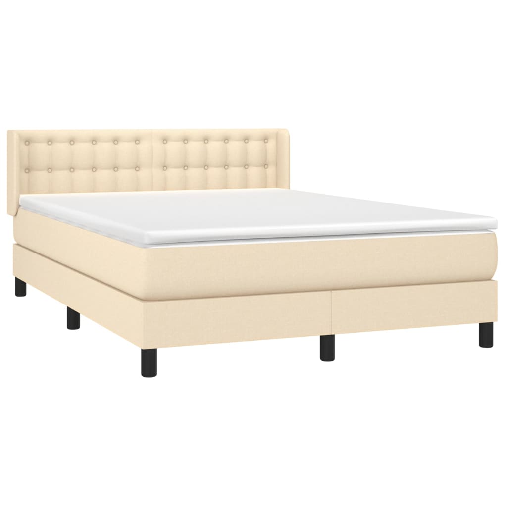 Sommier à lattes de lit avec matelas Crème 140x200 cm Tissu - XIOS