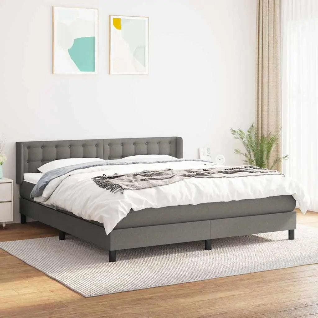 Sommier à lattes de lit avec matelas Gris foncé 160x200cm Tissu - XIOS