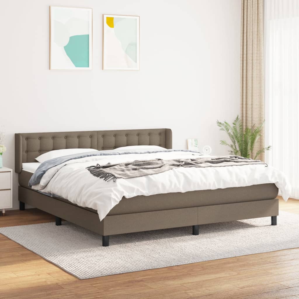 Sommier à lattes de lit avec matelas Taupe 160x200 cm Tissu - XIOS