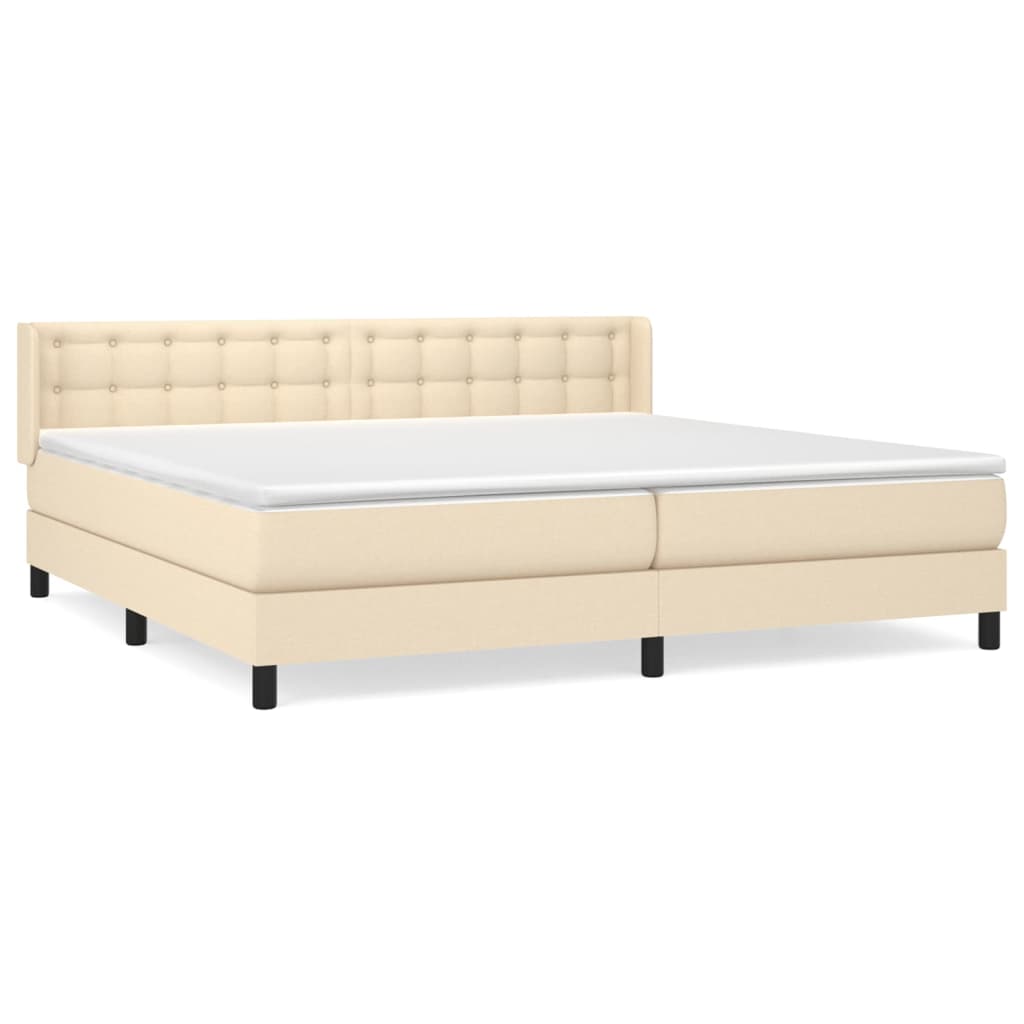 Sommier à lattes de lit avec matelas Crème 200x200 cm Tissu - XIOS