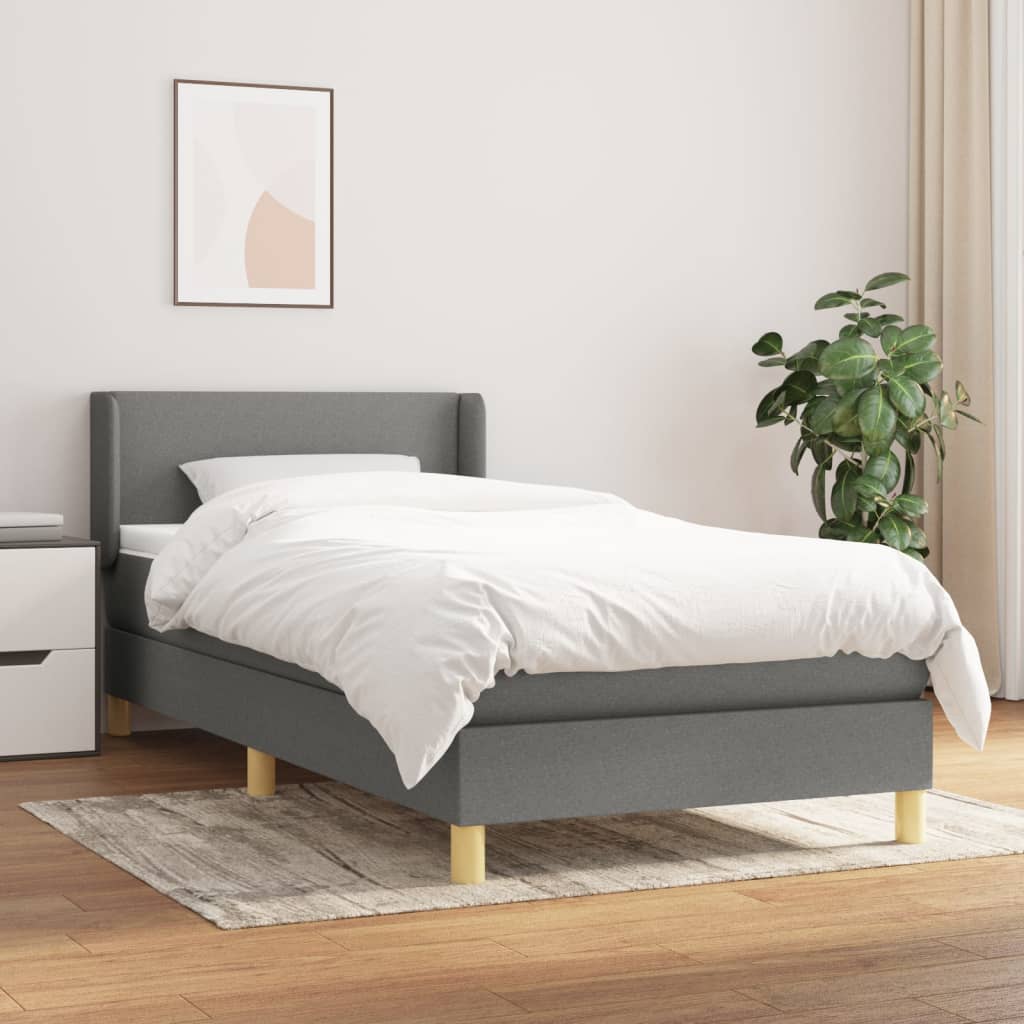 Sommier à lattes de lit avec matelas Gris foncé 80x200 cm Tissu - XIOS