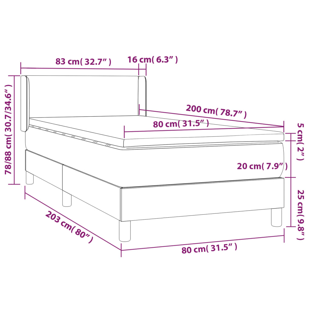 Sommier à lattes de lit avec matelas Marron foncé 80x200 cm - XIOS