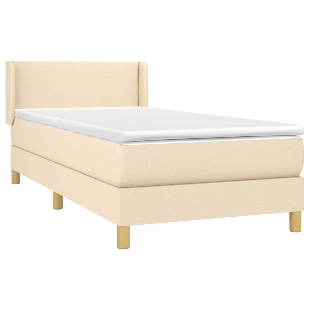 Sommier à lattes de lit et matelas Crème 90x190 cm Tissu