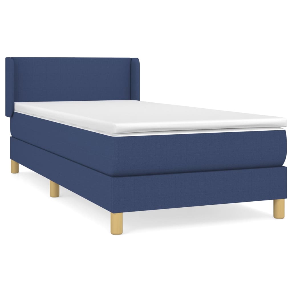 Sommier à lattes de lit avec matelas Bleu 100x200 cm Tissu - XIOS
