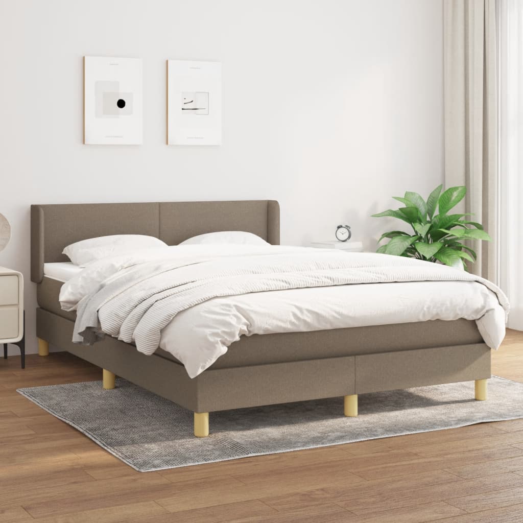 Sommier à lattes de lit avec matelas Taupe 140x190 cm Tissu - XIOS