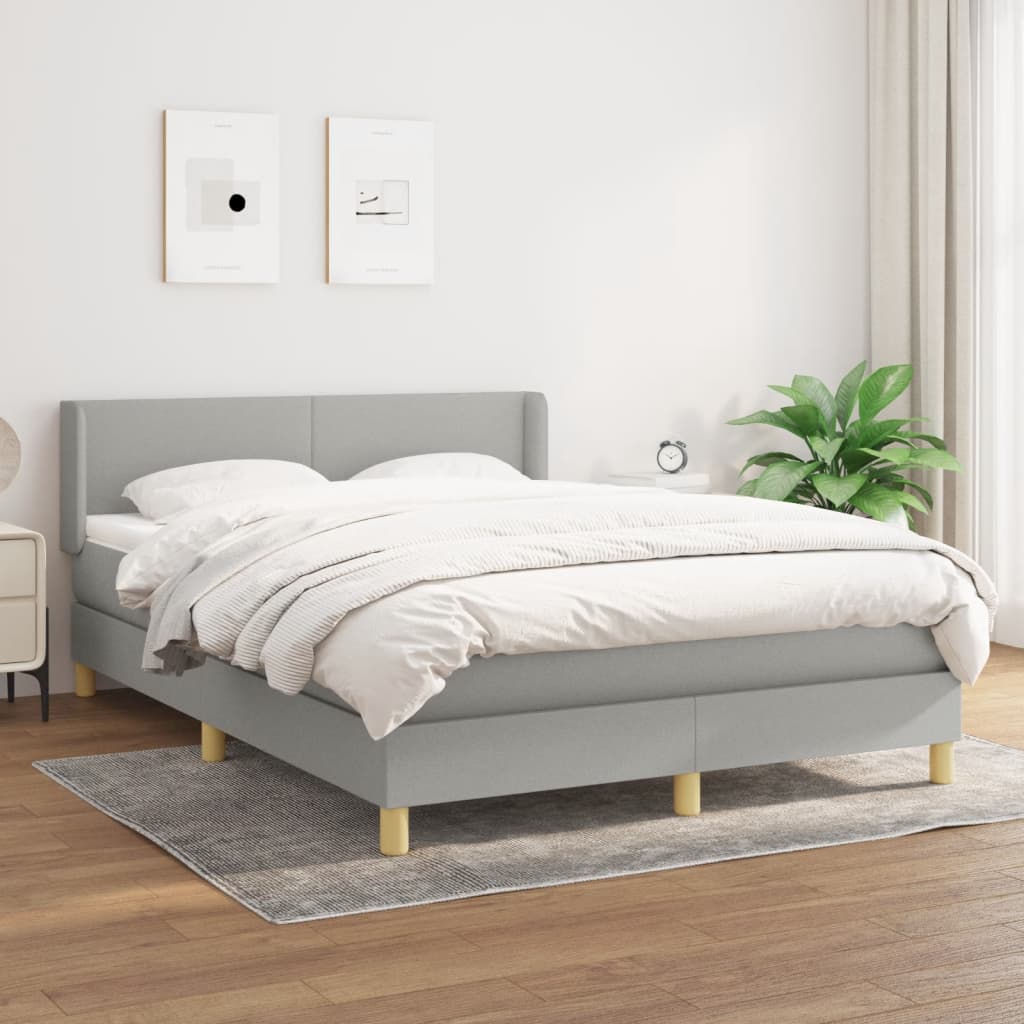 Sommier à lattes de lit avec matelas Gris clair 140x200cm Tissu - XIOS