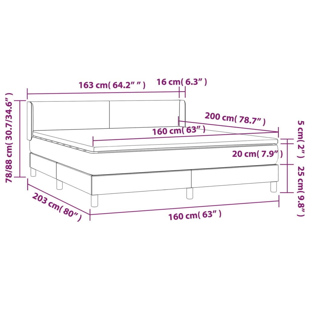 Sommier à lattes de lit avec matelas Gris clair 160x200cm Tissu - XIOS
