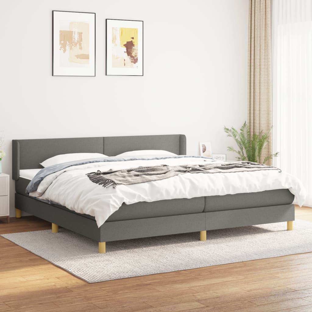 Sommier à lattes de lit avec matelas Gris foncé 200x200cm Tissu - XIOS