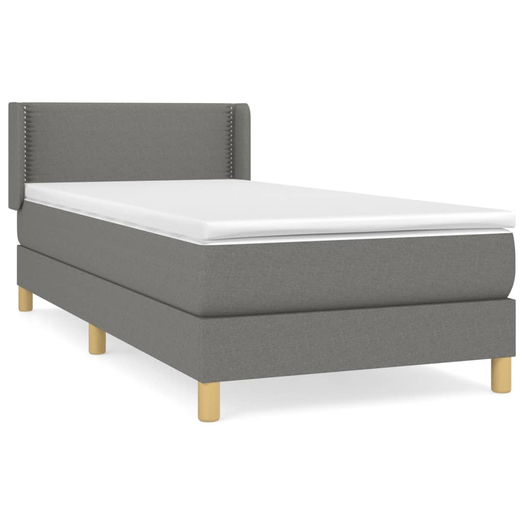 Sommier à lattes de lit avec matelas Gris foncé 90x200 cm Tissu - XIOS