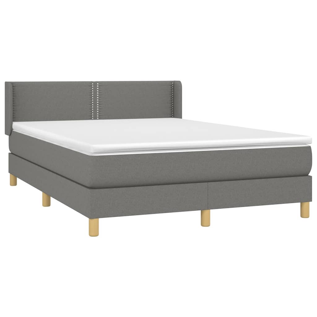 Sommier à lattes de lit avec matelas Gris foncé 140x190cm Tissu - XIOS