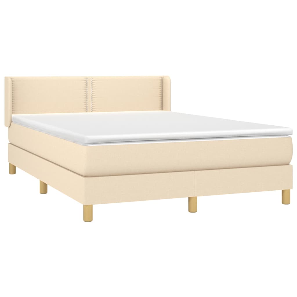 Sommier à lattes de lit avec matelas Crème 140x190 cm Tissu - XIOS