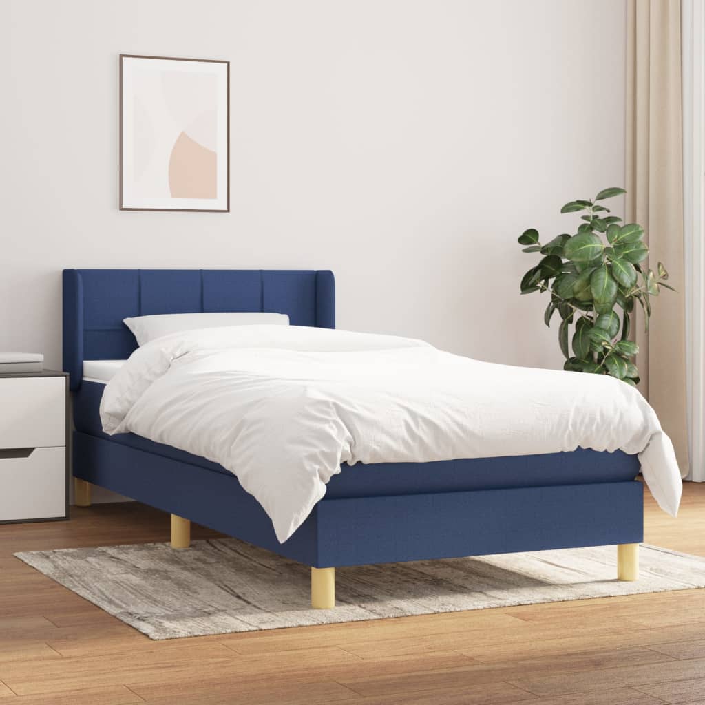 Sommier à lattes de lit avec matelas Bleu 80x200 cm Tissu Lits & cadres de lit vidaXL