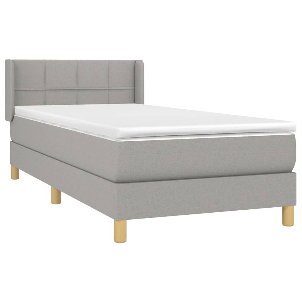 Sommier à lattes de lit et matelas Gris clair 90x190 cm Tissu - XIOS