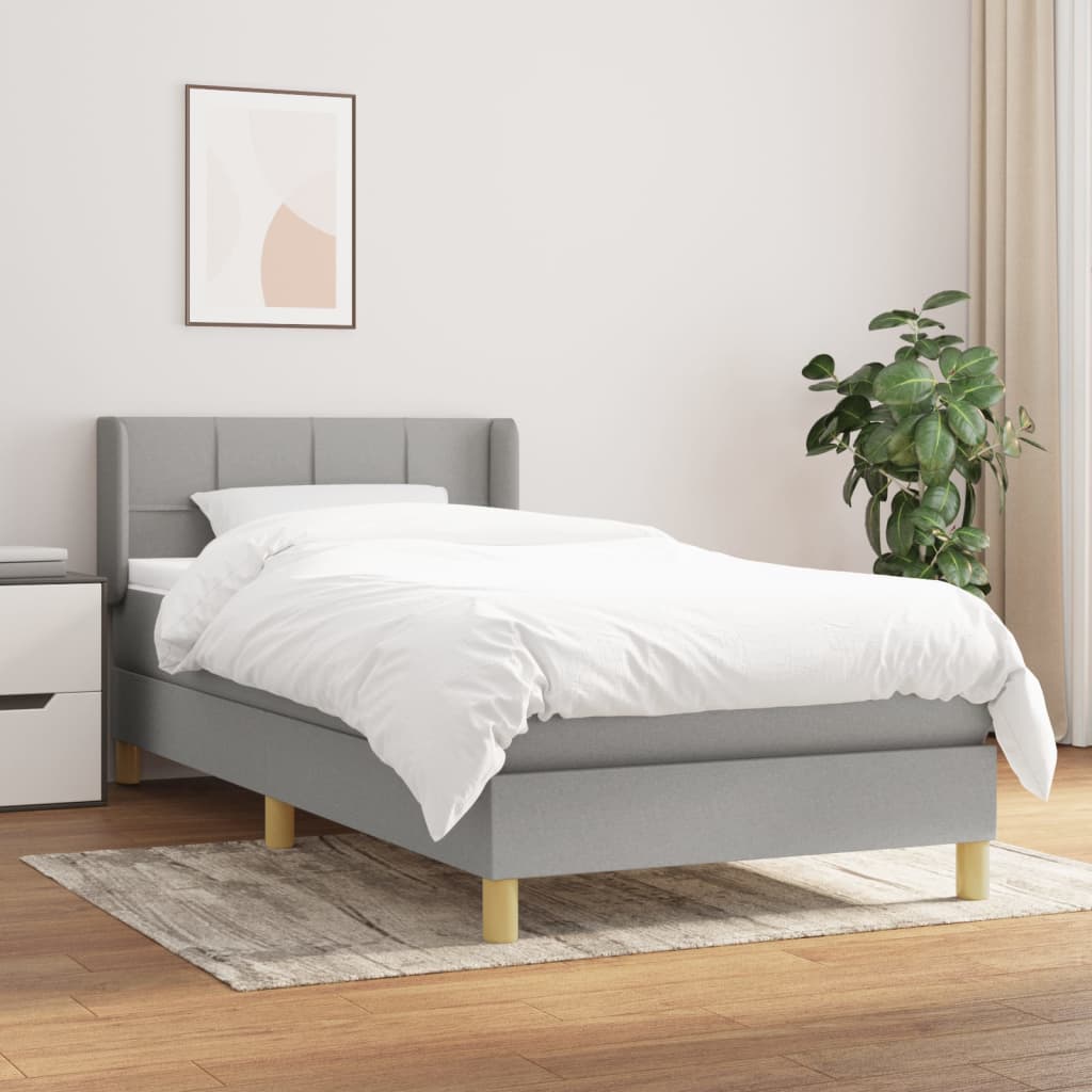 Sommier à lattes de lit et matelas Gris clair 90x190 cm Tissu - XIOS