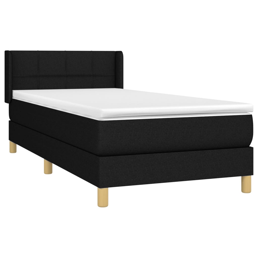 Sommier à lattes de lit avec matelas Noir 90x190 cm Tissu - XIOS