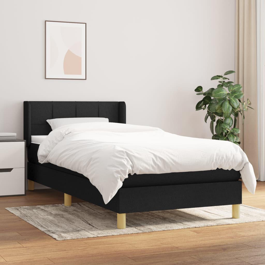 Sommier à lattes de lit avec matelas Noir 90x190 cm Tissu - XIOS