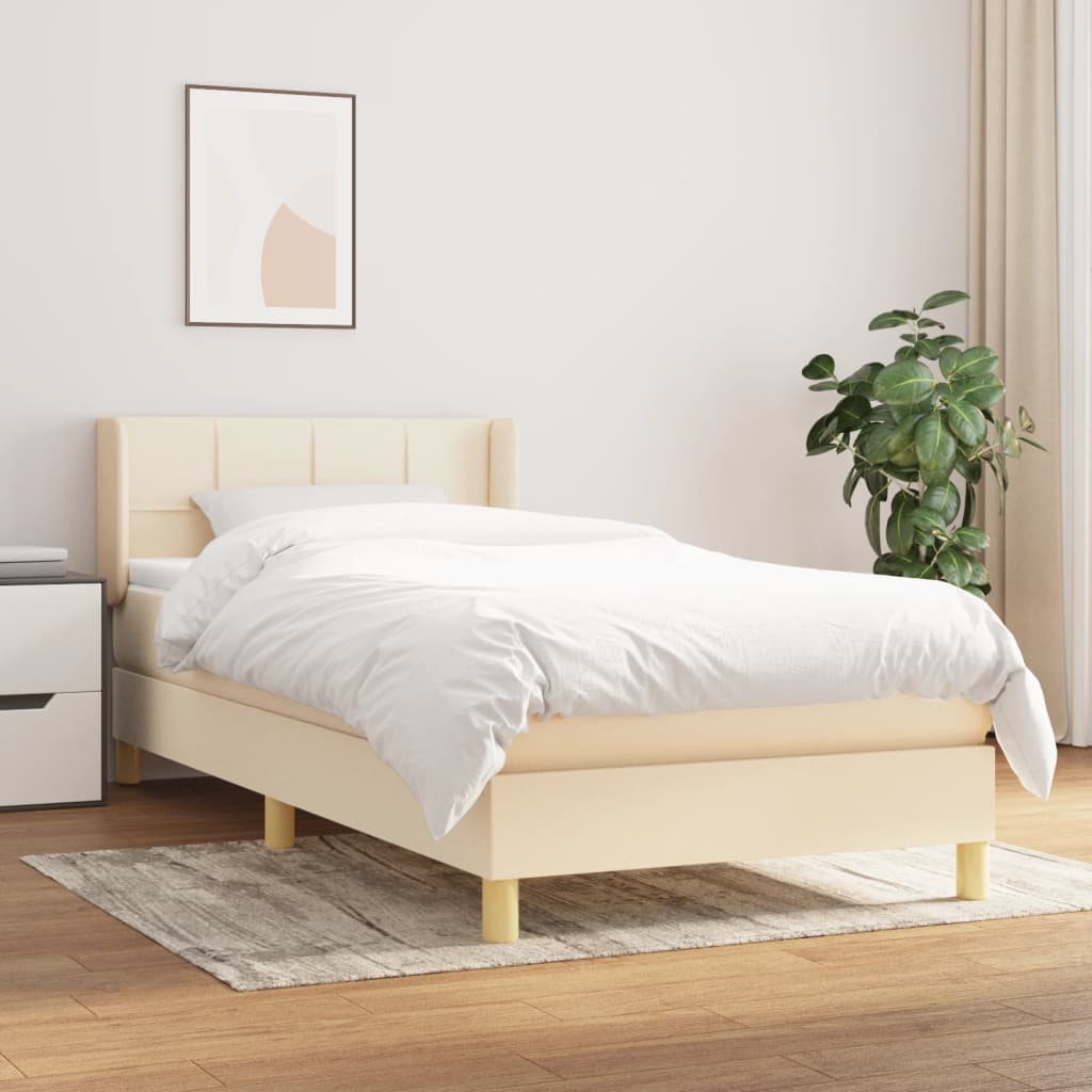 Sommier à lattes de lit et matelas Crème 90x190 cm Tissu - XIOS