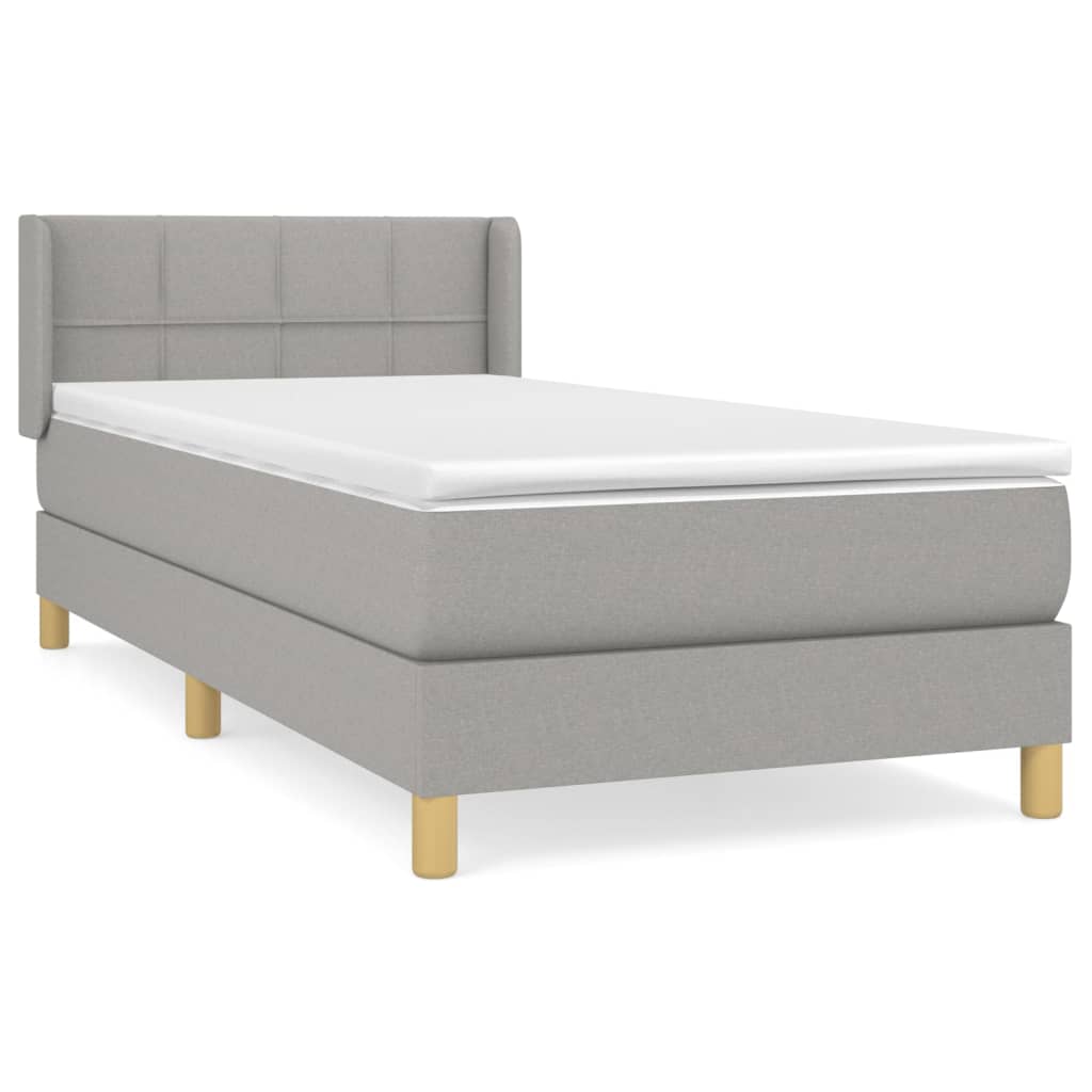 Sommier à lattes de lit avec matelas Gris clair 90x200 cm Tissu - XIOS