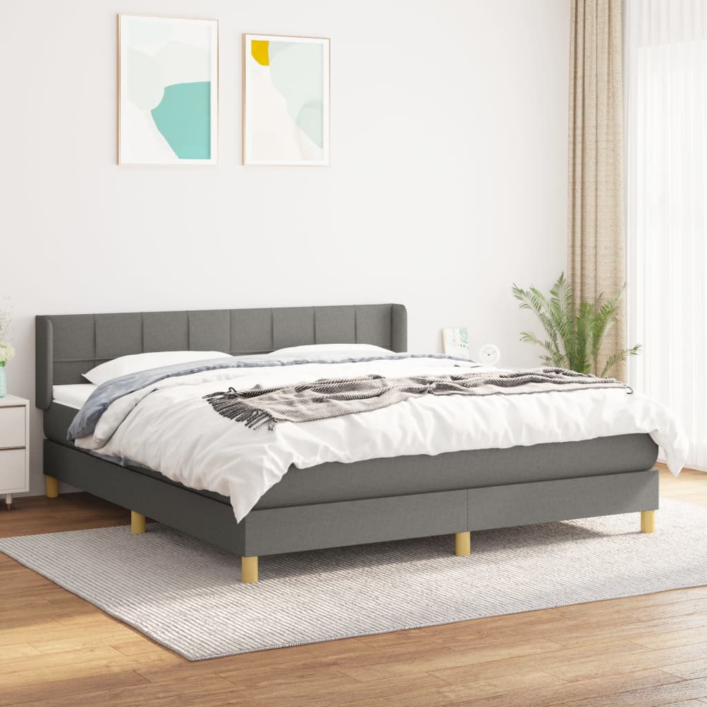 Sommier à lattes de lit avec matelas Gris foncé 180x200cm Tissu - XIOS