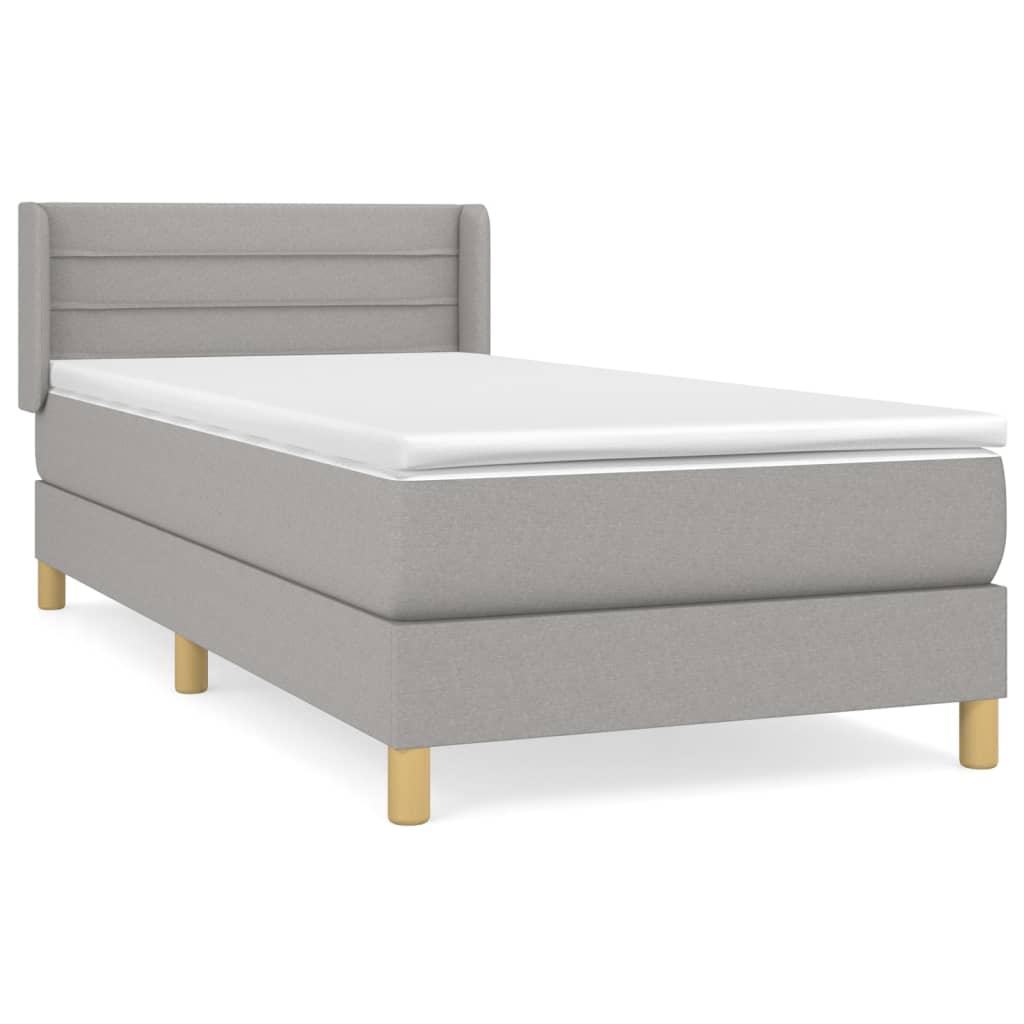 Sommier à lattes de lit et matelas Gris clair 90x190 cm Tissu - XIOS