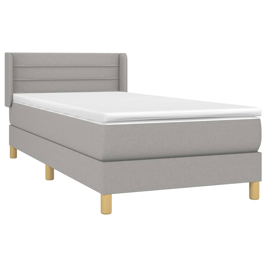 Sommier à lattes de lit et matelas Gris clair 90x190 cm Tissu - XIOS