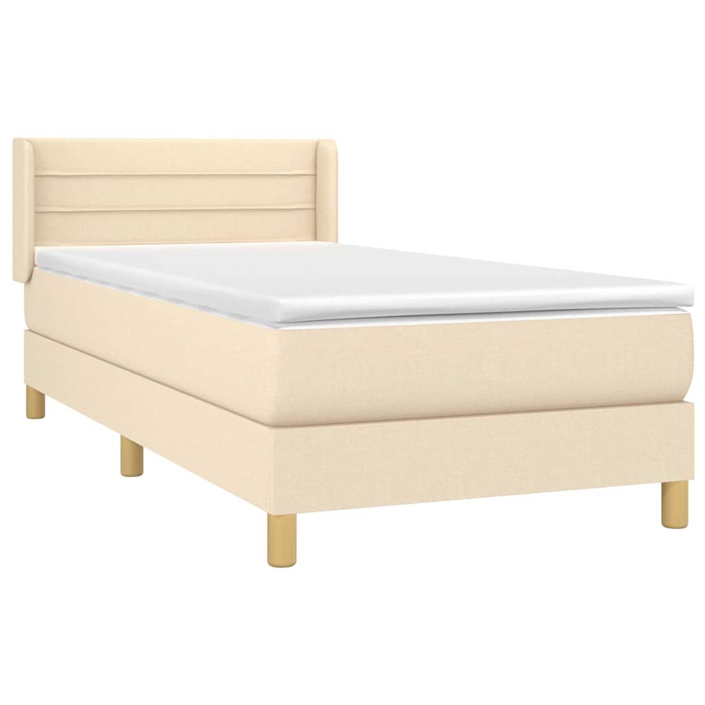Sommier à lattes de lit et matelas Crème 90x190 cm Tissu