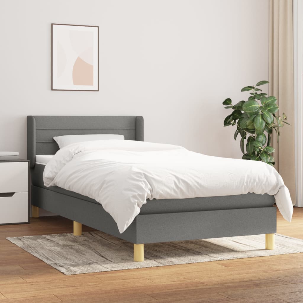 Sommier à lattes de lit avec matelas Gris foncé 90x200 cm Tissu - XIOS